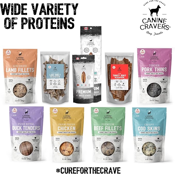 Canine Cravers Single Ingredient Dog Treats – Wild Caught Lake Smelt - Human Grade Air Dried Hypoallergenic Pet Food – Grain, Gluten, and Soy Free – 100% All Natural – 3 oz