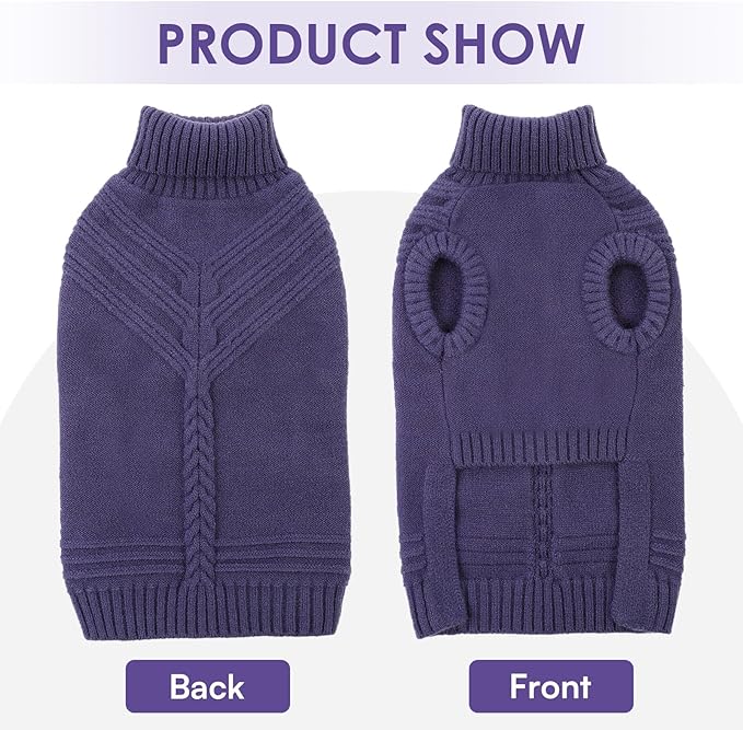 Dog Sweaters for Small Dogs Male Female Pet Knitwear Classic Puppy Warm Pullover Turtleneck Cold Weather Clothes for Yorkie(GrayishBlue, S)