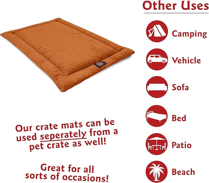 Majestic Pet Orthopedic Memory Foam Dog Crate Mat - Plush Pet Bed Pad for Crates & Kennels | USA Crafted | 24"x18" Villa Orange