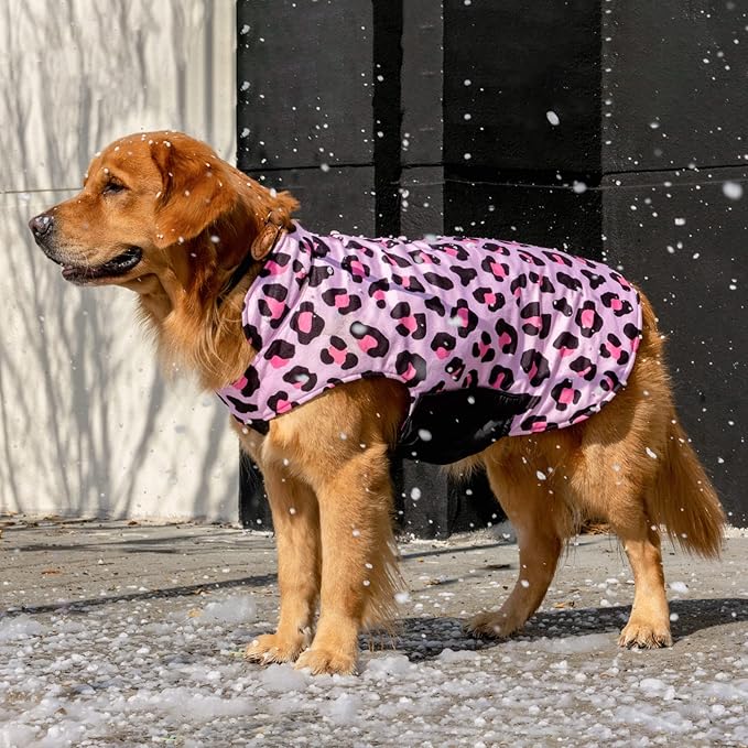 CuteBone Winter Dog Coat - Waterproof Windproof Reversible Vest, Thick Adjustable Cold Weather Jacket for Small Medium Large Dogs, Soft With Leash Hole