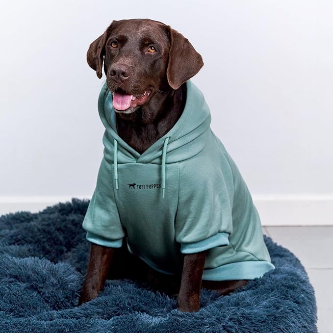 Tuff Pupper Dog Hoodie | Premium Quality 100% Organic Cotton | Ultra Soft Interior for Superior Comfort | Elastic Cuffs & Drawstring for Warmth | Stretch Fit Suitable for All Breeds (Teal, XXL)