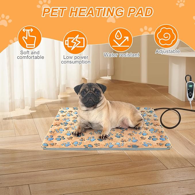 Extra Large Dog Heating Pad 47×30 in Waterproof PVC Large Heating Pad for Dogs,Smart Thermostat Heated Dog House,Reinforced Interface + Wire Rope Whelping Box for Dogs