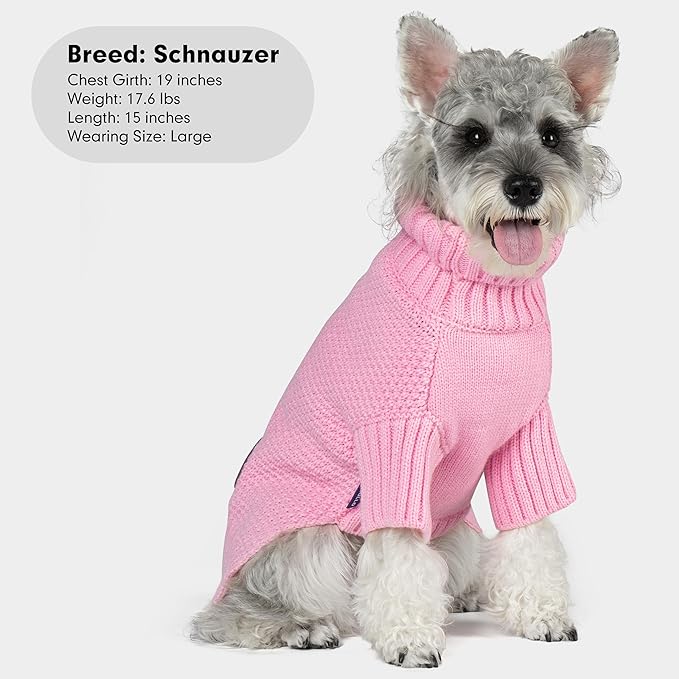 cyeollo Dog Sweater Turtleneck Knitwear Pullover Sweaters for Small Dogs Warm Pet Clothes Soft for Fall Winter,Pink, M