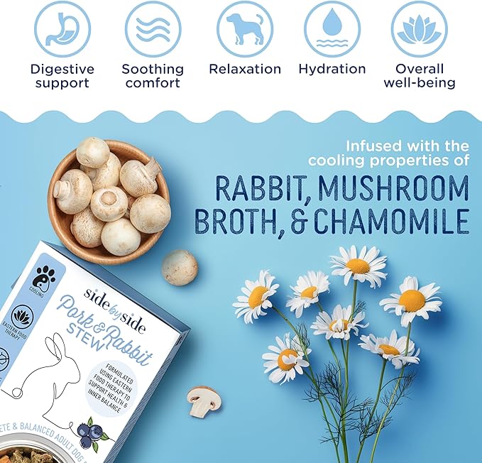 Side by Side Pork & Rabbit | Beef & Salmon Stew - Wet Dog Food & Dog Food Topper for All Breeds - Made with Nutrients & Whole Raw Ingredients - No Artificial Additives or Fillers (12.5 oz, 6-Pack)