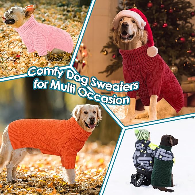 AOFITEE XXL Dog Sweater, Dog Sweaters for Large Dogs, Dogs Halloween Sweater, Turtleneck Large Pet Sweaters for Female Male, Solid Winter Sweatshirt for Golden Retriever, Labrador, Doberman, XXL