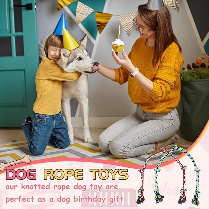 Dog Rope Toys for Extra Large Dogs, 2 Pack 6 Feet 5 Knot Tug of War Dog Toy for Large Aggressive Chewers Heavy Duty Cotton Teeth Cleaning Indestructible Puppy Chew Toys