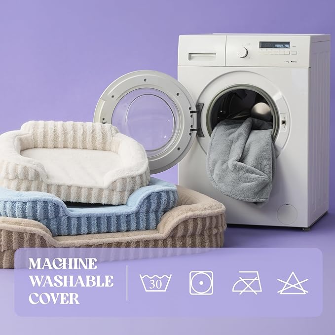 LE SURE Cute XL Dog Beds, Orthopedic Waterproof Dog Bed for Extra Large Dogs, High Back Non-Slip Bottom and Egg-Crate Foam Big Pet Couch Sofa with Washable Removable Cover, Blue
