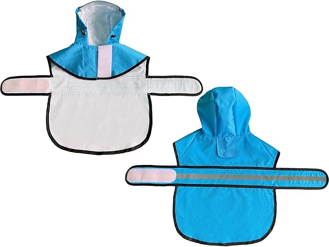 Dog Raincoat Waterproof Reflective Slicker - Lightweight Breathable Hooded Poncho Rain Coat Jacket with Adjustable Belly Strap and Leash Hole for Small Medium Large Dogs (X-Large, Blue)