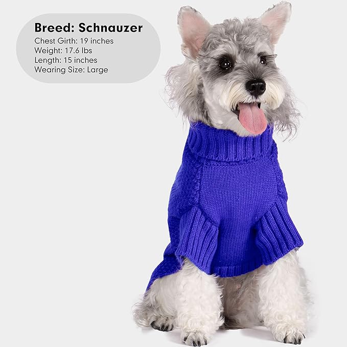 cyeollo Dog Sweater Pullover Turtleneck for Large Dogs, Classic Knitwear Fall Winter Cold Weather Pet Clothes Warm Pet Apparel Large Big Dog Sweaters, Royal Blue 3XL