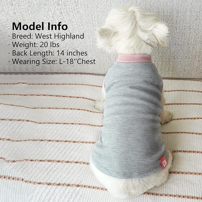 KYEESE 2Pack Dog Shirts Waffle Stretchy Dog T-Shirts Lightweight Tank Top Sleeveless Vest Breathable, XX-Large, Pink+Grey