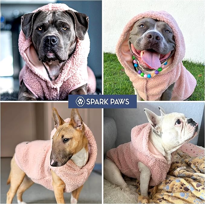 Spark Paws Teddy Dog Sweater, Sherpa Vest with Warm Fleece Lining, Winter Coat Suitable for Small Medium Large XL XXL Breeds - Pink - 2XL