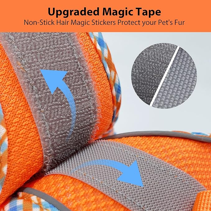 AIITLE Dog Harness and Leash Set - Ultra-Comfortable XXS-XL Vest with Strong Magic Tape & Glow-in-Dark Reflective Strips, Chafe-Free for Teddy, Schnauzer (Orange, M)