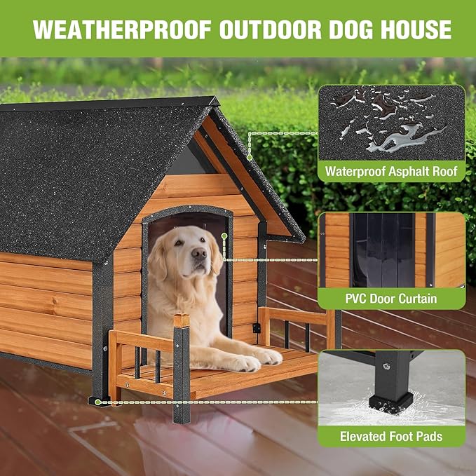 GUTINNEEN Large Heated Dog House Outdoor Insulated Weatherproof Dog Kennel with Heated Pad, Insulated All-Round Thermal Liner, Chew-Proof Strong Iron Frame Dog House for Dogs (Winter-Ready)