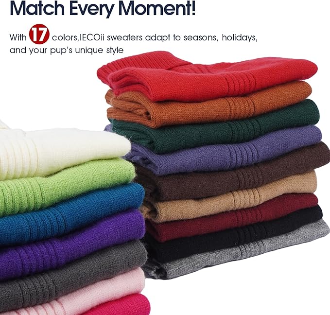 IECOii XL Dog Sweater,Winter Doggy Clothes for Large Dogs Girl Boy,Warm Pullover Soft Dog Sweater Turtleneck,Lightweight & Good Stretch for Active Dogs Like Beagle,Border Collie (Royal Blue,XLarge)