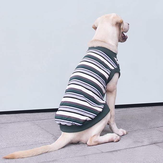 Extra Large Dog T Shirts Clothes Sleeveless Tank Top Vest for Labrador Rottweiler Great Dane, Green, 3X-Large