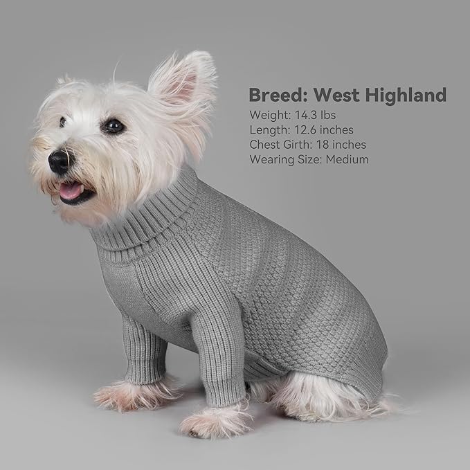 cyeollo 4XL Dog Sweater,Knitwear Pullover Sweaters Turtleneck Fall Winter Dog Clothes Sweaters for Large Dogs Male, Grey XXXXL