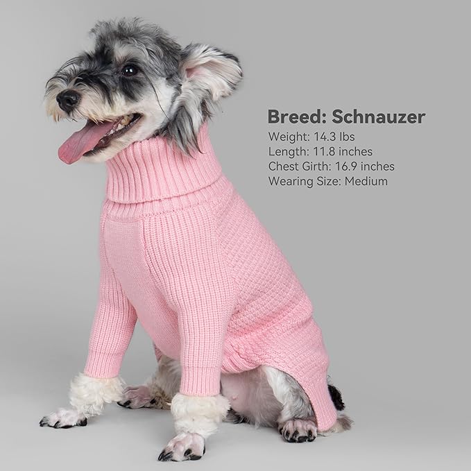 cyeollo 4XL Dog Sweater,Knitwear Turtleneck Soft Knitwear Pullover Sweaters Warm Dog Clothes for Large Female Dogs,Pink XXXXL