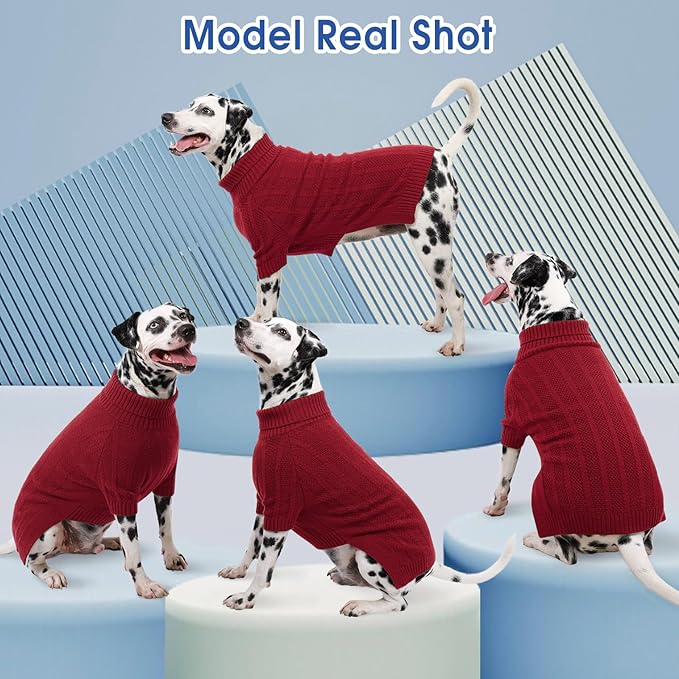 Queenmore Small Dog Sweaters for Small Dogs Girls Boys,Xmas Sweater Puppies,Turtleneck Knitted Sweater for Dog Cat,Cold Weather Pullover for Doggie Male Female,Soft Pet Sweater Pet Apparel(Red,S)