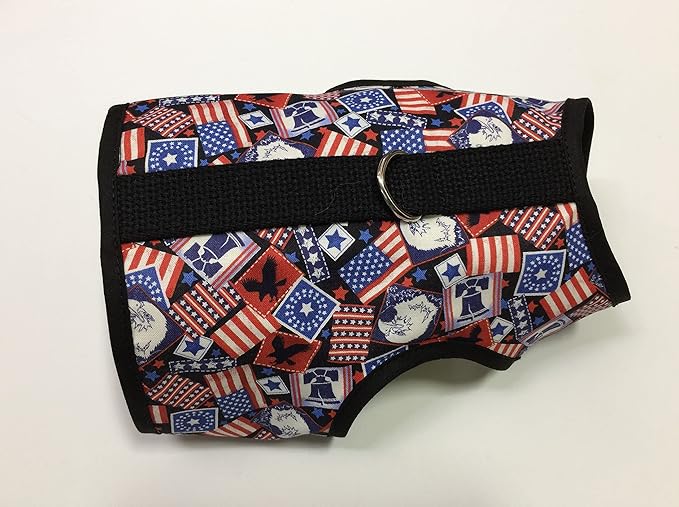 Kitty Holster Cat Harness – Secure Cat Harness for Walking, Soft Cotton Cat Accessories, Comfortable Fit, Strong Hook-and-Loop Closure, Made in USA – Patriot, M/L