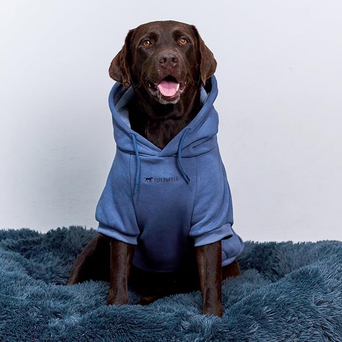 Tuff Pupper Dog Hoodie | Premium Quality 100% Organic Cotton | Ultra Soft Interior for Superior Comfort | Elastic Cuffs & Drawstring for Warmth | Stretch Fit Suitable for All Breeds (Blue, 3XL)