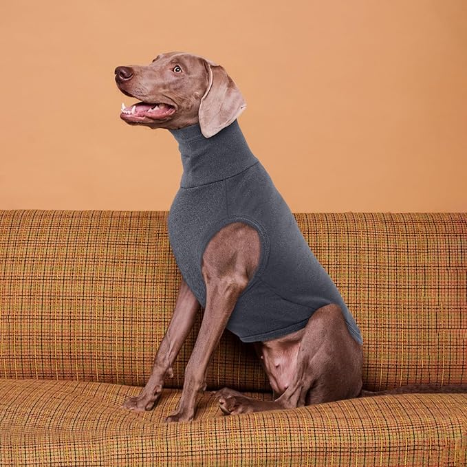ROZKITCH Dog Sweaters Soft Fleece Pullover Sweatshirt Pajamas, Turtleneck Warm Pet Cold Weather Jacket Stretchy Vest Jumpsuit Apparel Outfit Clothes for Small Medium Large Dogs Walking Sleep Grey 4XL