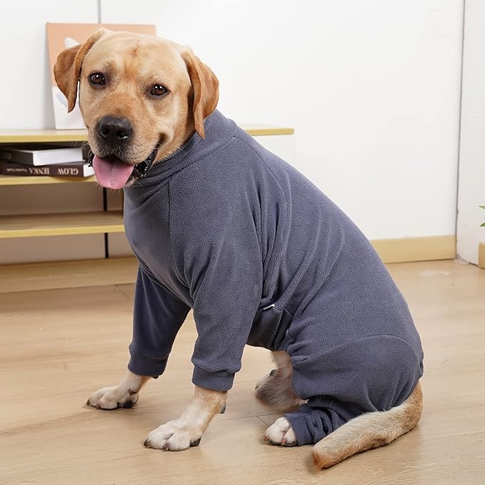 Dog Winter Coat,Warm Dog Jacket,Puppy Polar Fleece High Collar Full Body Snowsuit,Comfort Windproof Sweater(Grey,XXL)