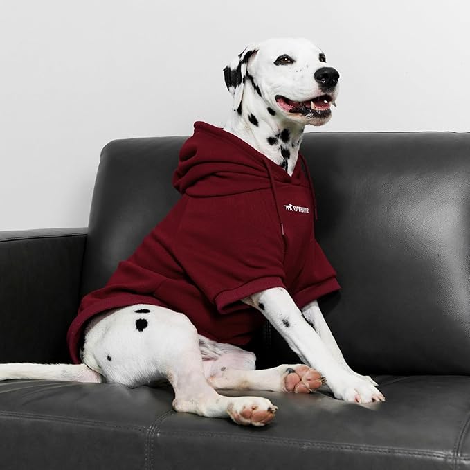 Tuff Pupper Dog Hoodie | Premium Quality 100% Organic Cotton | Ultra Soft Interior for Superior Comfort | Elastic Cuffs & Drawstring for Warmth | Stretch Fit Suitable for All Breeds (Red, XL)