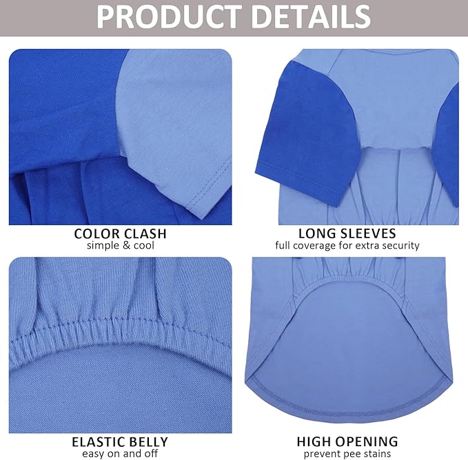 IKUPUKO 2 Pack Dog T-Shirts for Extra Large Dogs Soft Breathable Cotton Shirt Shedding Control Clothes for Great Dane, Summer Hot Weather Walking, Seaside, Park Play, XXXXXL