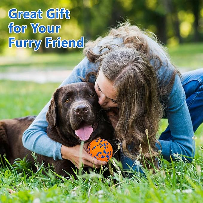 4Pcs Super Bouncy Dog Balls, Fun Indestructible Tennis Balls for Aggressive Chewers, Durable Floating Fetch Toys for Medium and Large Dogs with Lifetime Replacement