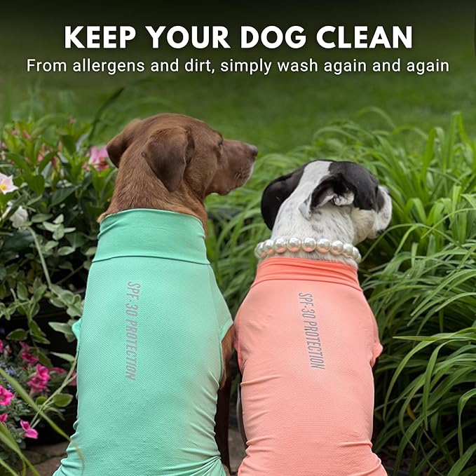 Spark Paws Sunblock Dog T-Shirt, SPF30 Protection, Lightweight Breathable Quick Dry for Dogs with Sensitive Skin - Peach & Mint (Set of 2) - 4XL
