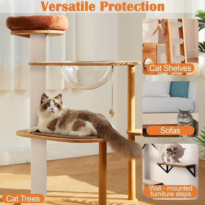Cat Scratch Furniture Protector - 40" x 17" Trimmable Self-Adhesive Cats Claws Scratch Pads, DIY Cat Climbing Couch Protector for Scratch Post Cat Tree Replacement Indoor (Khaki)