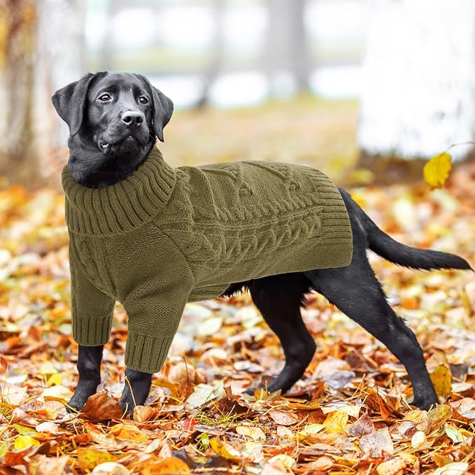 ASENKU Knitted Dog Sweater, Pullover Big Thermal Dog Winter Sweater, Turtleneck Doggy Sweaters for Large Medium Dogs Boy Girl, Warm Pet Sweaters Outfit Border Collie,Pit Bull,Golden Retriever, 5XL