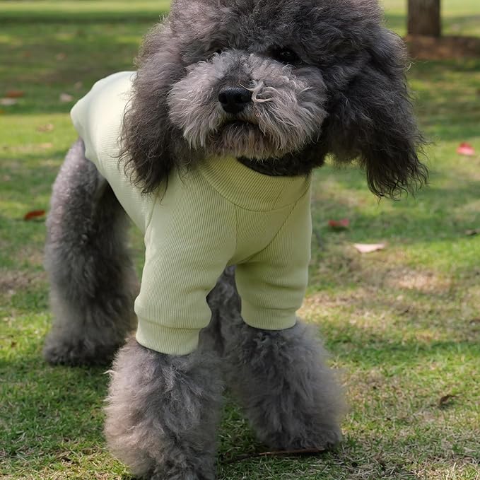 Lovelonglong Ribbed Dog T-Shirt Cotton Knitted Dog Sweaters for All Season Pet T-Shirts for Large Medium Small Dogs Chartreuse XL