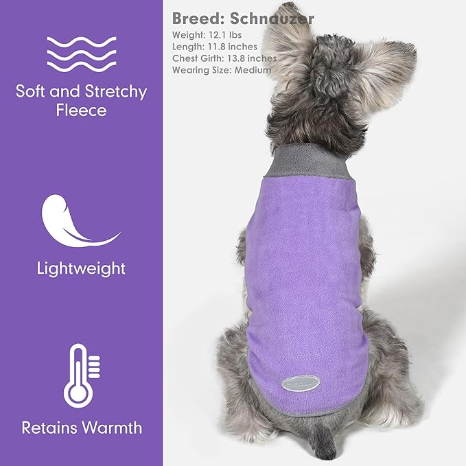 cyeollo 2 Pack Fleece Dog Sweater Pullover Sweatshirt Reflective Lightweight Dog Clothes for Large Dogs Girl Pet Apparel Purple, Grey, XXXL