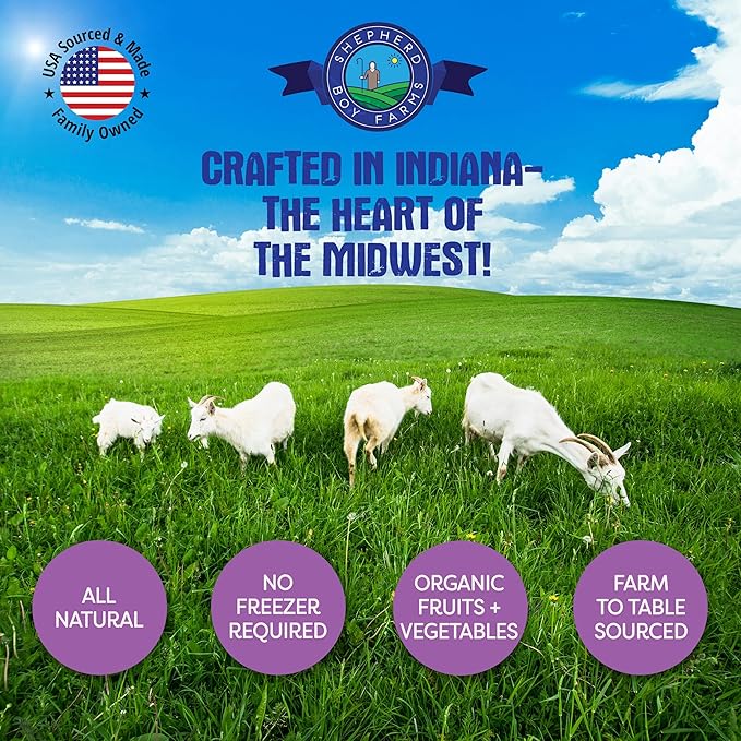 Shepherd Boy Farms Freeze Dried Raw Goats Milk with Probiotics for Dogs & Cats (Super Fruits), Organic USA Fruit, Digestible Goat Milk Powder, Raw Nutrition, High Protein Food Toppers - Makes 32 FL OZ