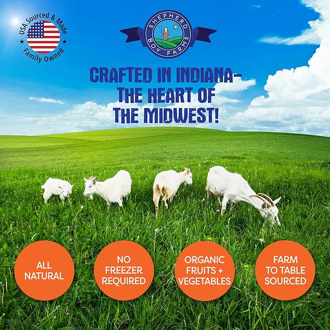 Shepherd Boy Farms Freeze Dried Raw Goats Milk with Probiotics for Dogs & Cats (Golden Blend), Organic USA Veggies & Fruits, High Protein, Digestible Goat Milk Powder, Food Toppers - Makes 32 FL OZ