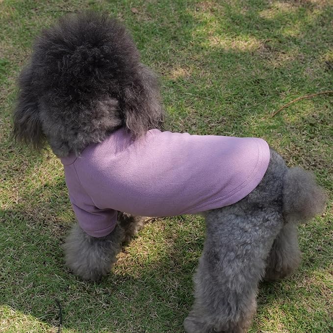 Lovelonglong Ribbed Dog T-Shirt Cotton Knitted Dog Sweaters for All Season Pet T-Shirts for Large Medium Small Dogs Taro Purple 3XL