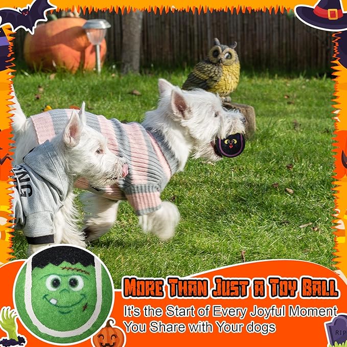 Civaner 36 Pcs Halloween Dog Toys Bulk, 2.5 Inch Squeaky Tennis Balls for Small Medium Large Dogs Pets Puppy Chew Teething Toy Interactive Training Gifts Xmas Stocking Stuffers