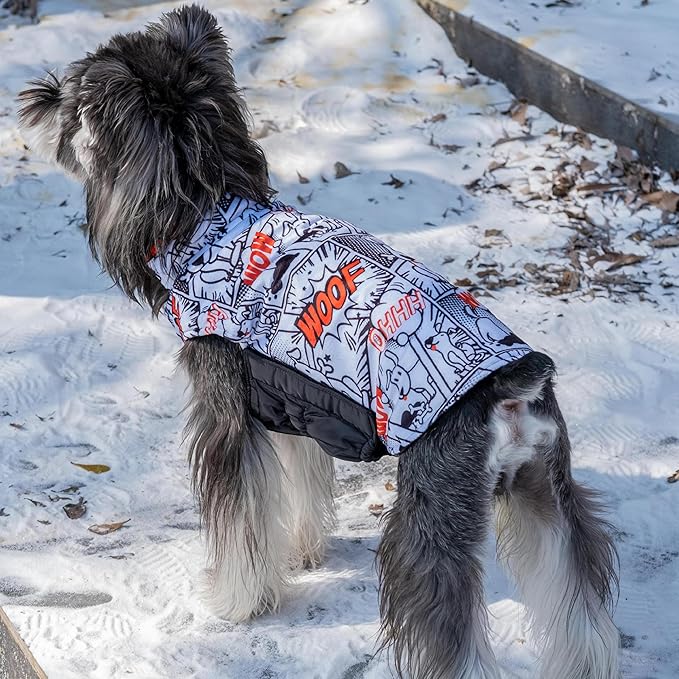 CuteBone Winter Dog Jacket - Reversible Thick Soft Windproof & Waterproof Coats for Small to Large Dogs with Leash Hole