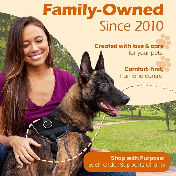 Bark Appeal Black No-Pull Dog Harness for XS to Small Sized Pets – Adjustable, Reflective Vest with 3 Leash Clips for Added Control, Easy Walks & Training – Small