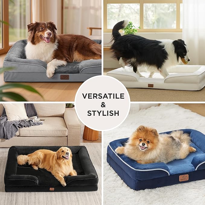 Bedsure XL Plus Orthopedic Dog Bed for Extra Large Dogs - Washable XLarge Dog Cat Bed Waterproof, Comfort Dogs Couch Sofa with Washable Removable Cover, Pet Bed with Nonskid Bottom, Blue Navy, 48"