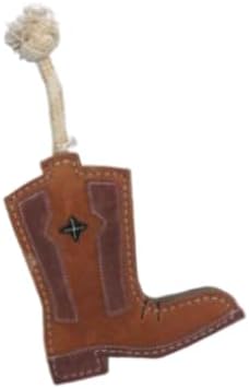 Advance Pet Organic Wool & Leather Dog Toy – Non-Toxic, Durable Tuff Chew Toy for Pets, Natural Puppy & Dog Teething Relief, Interactive Play - Cowboy Boot Design