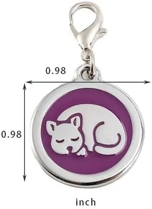Personalized Pet ID Tags with Lobster Claw Clasp for Kittens and Cats - Small pet Tags for Collars, cat Name Tags, Custom cat id tag (Sleeping-Round-Small: Red)