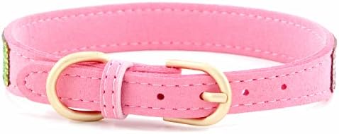 Serijoars Small Dog Collar with Rhinestone Crystal Diamond Colorful Bling Girl Puppy Cat Collars (L, Pink2)