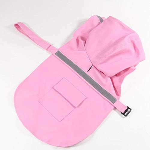 Mikayoo Large Dog Raincoat Adjustable Pet Waterproof Clothes Lightweight Rain Jacket Poncho Hoodies with Strip Reflective(Pink,M)
