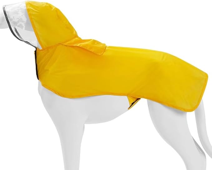 Pet Raincoat Packable Hooded Dog Rain Jacket Reflective Strips Lightweight Adjustable Poncho for Small Medium Large Dogs Yellow XXL