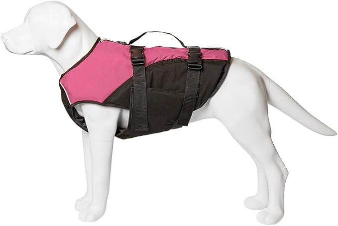 Stunt Puppy Float Doggy Life Jacket, Ergonomic Dog Life Vest for Swimming, Patented Design for Secure Fit, Medium Wide, Pink
