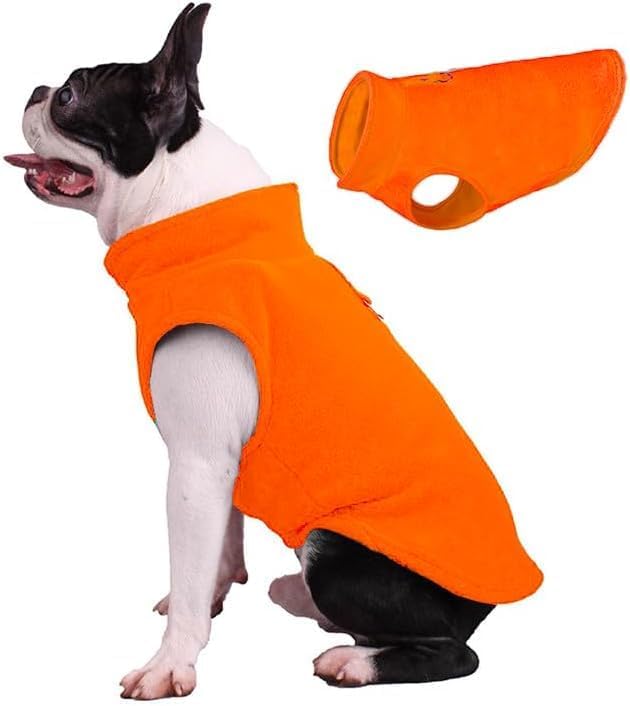 JACKO & CO - Fleece Vest Dog Sweater with Leash Ring - Soft, Warm & Lightweight Pullover Coat for Small & Medium Dogs, Puppies & Cats - Cozy Fall/Winter/Spring Pet Jacket (Pumpkin, X-Large 17-25lbs)