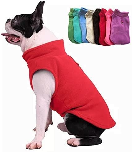 JACKO & CO - Fleece Vest Dog Sweater with Leash Ring - Soft, Warm & Lightweight Pullover Coat for Small & Medium Dogs, Puppies & Cats - Cozy Fall/Winter/Spring Pet Jacket (Red, Medium 6-10lbs)