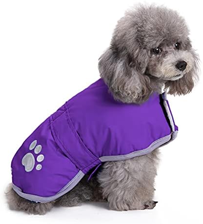 Queenmore Dog Winter Coat, Cold Weather Fleece Jacket for Dogs, Waterproof Reflective Reversible, for Small, Medium and Large Dogs (Purple, XL)